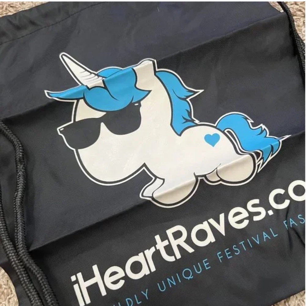 New iHeartRaves unicorn drawstring bag